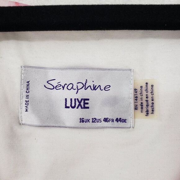 Seraphine Luxe Dress Womens 12US 16UK Pink Floral Silk Ruffle Maternity Occasion - Picture 2 of 9